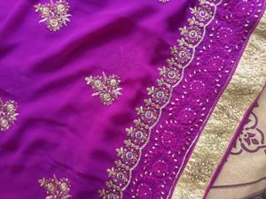 Elegant Purple Embroidered Saree