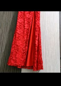 Red Lace Dress with Beaded Detail