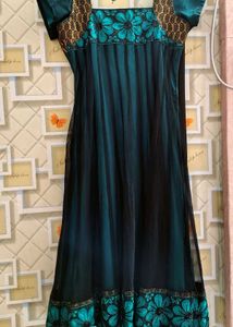 Black And Teal Net Kurti