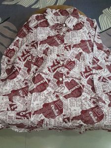 Newspaper Print Button-Down Top