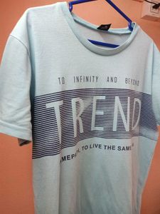 MEN Solid Round Neck Light Blue T-Shirt