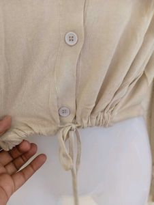 Beige Tie-Waist Top