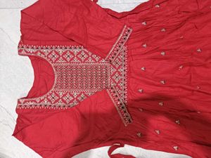 Red Embroidered Anarkali