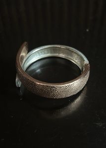 Textured Silver Bangle Bracelet