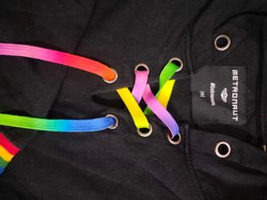Black Hoodie with Rainbow Laces