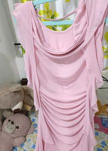 GenZ Ruffle Baby Pink Dress
