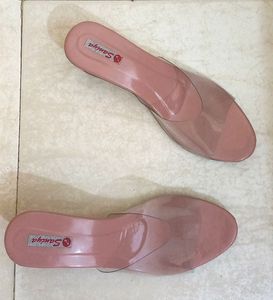 Dusty Pink Transparent Block Heels