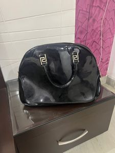 Black Versace Purse With Beautiful Broach