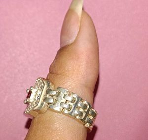 Red Stone Silver Ring