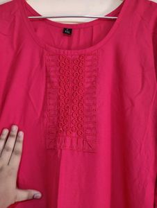 Pink Embroidered Kurti