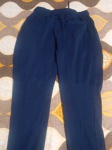 Navy Blue Striped Casual Joggers