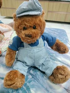 Striped Overalls Teddy Bear