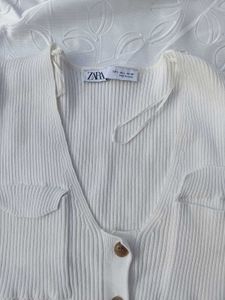 Zara White Knit Crop Top