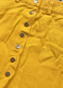 Sunny Yellow Denim Button-Front Mini Skirt