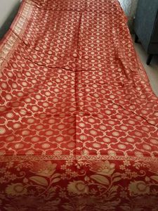 ChanderiCotton Suit Set With Beautiful Red Dupatta