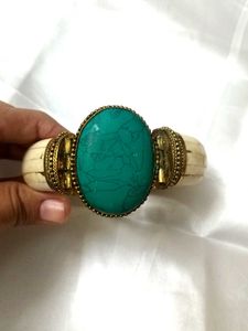 TURQUOISE Bone Mosiac Vintage Statement Bangle