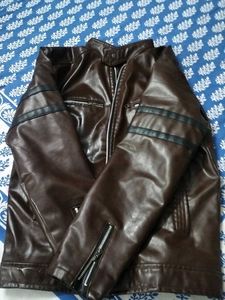 Brown Faux Leather Biker Jacket