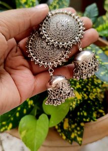 Oxidized Jhumka Earrings