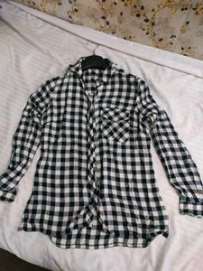Black & White Checkered Button-Down Shirt