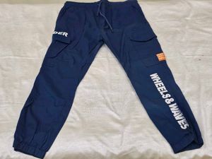 Blue Graphic Print Cargo Pants