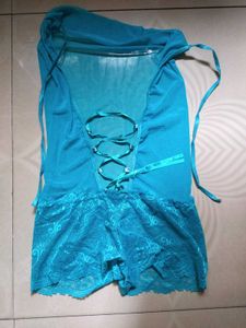 Teal Lingerie Slip Dress