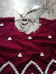 Maroon Embroidered Kurti