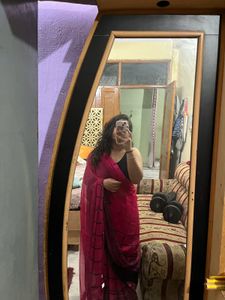 Black and Pink Saree With blouse❤️❤️