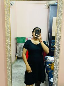 V Neck Black Dress