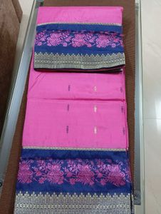 Kanjivaram Silk Nevy Blue Border &amp; False &amp; Pico