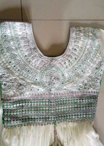 Cute Green &amp; White Ethnic Dress