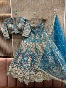 Elegant Teal Embroidered Lehenga Choli