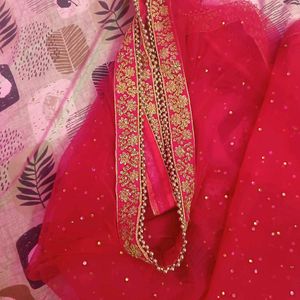 Red Embellished Dupatta