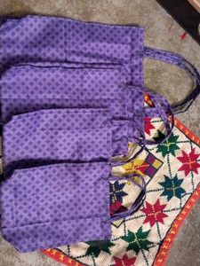 Purple Patterned Tote Bags (Set of 4)