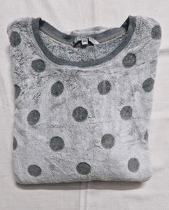Cozy Gray Polka Dot Sweatshirt