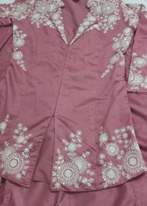 Dusty Rose Embroidered Co Ord Set