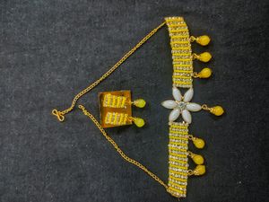 Yellow Floral Shimmer Choker Set For Haldi !