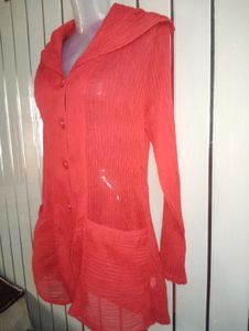 Stylish Red Pleated Fabric Shirt