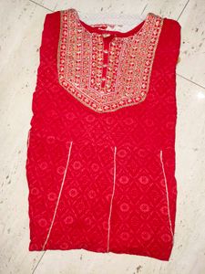 ❤️ Beautiful Red Embroidered Anarkali Gown 🌸