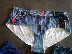 3 Set Denim ice silk Print Panties