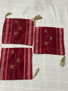 Set of 5 Maroon Red Cushion Covers (Silk)