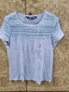 Blue Lace Detail Tee