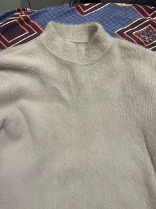 Beige Knit Mock Neck Sweater