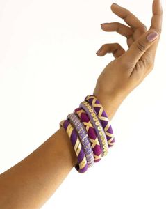 Purple &amp; Gold Beaded Bangles