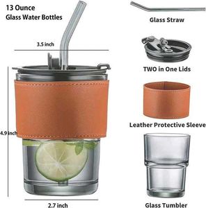 Glass Mug with Straw and Cover