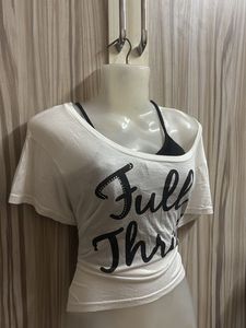 White Graphic Tee w cami