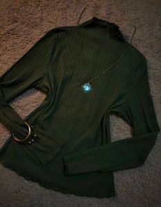 Olive Green Ribbed Turtleneck