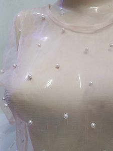 (1300)Sheer Pink Blouse