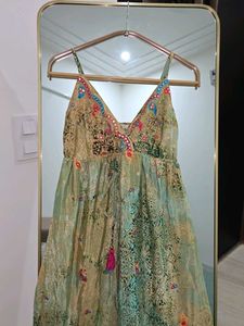 Boho V-Neck Embroidered Flared Dress
