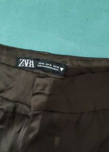 ZARA Brown Satin Straight Trouser