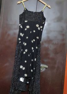 Black ⚫Floral Print Midi Dress For 34 Bust